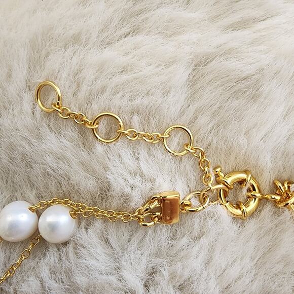 NEW J. Crew Layered Fresh Water Pearl Necklace Gold Chain - Picture 3 of 10